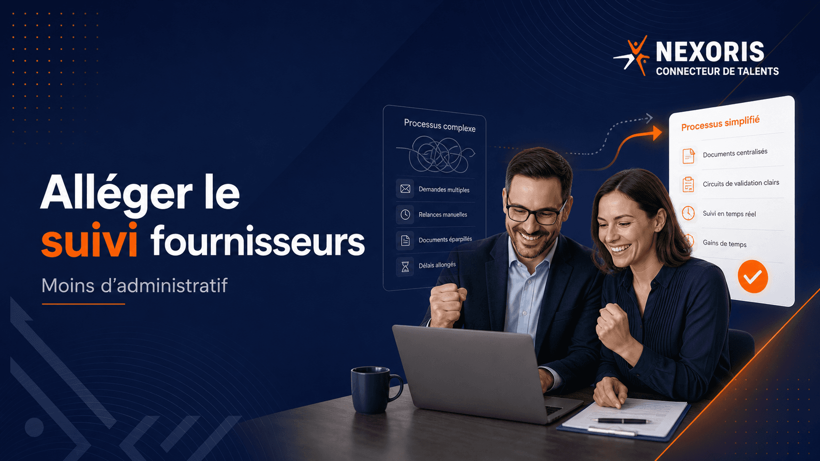 Illustration institutionnelle sur la réduction du suivi administratif des fournisseurs.